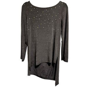 Travelers Travelers Embellished Hi-Low Asymmetrical-Hem Top Sz 0 XS-S Charcoal